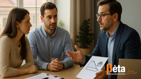 Stel krijgt hypotheekadvies over de verwachting van de hypotheekrente 2025 bij Bèta Financiële Diensten.