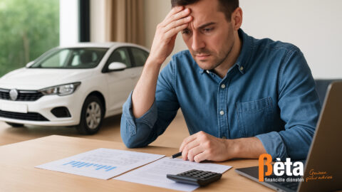 Man die financiële documenten bekijkt met zorgen