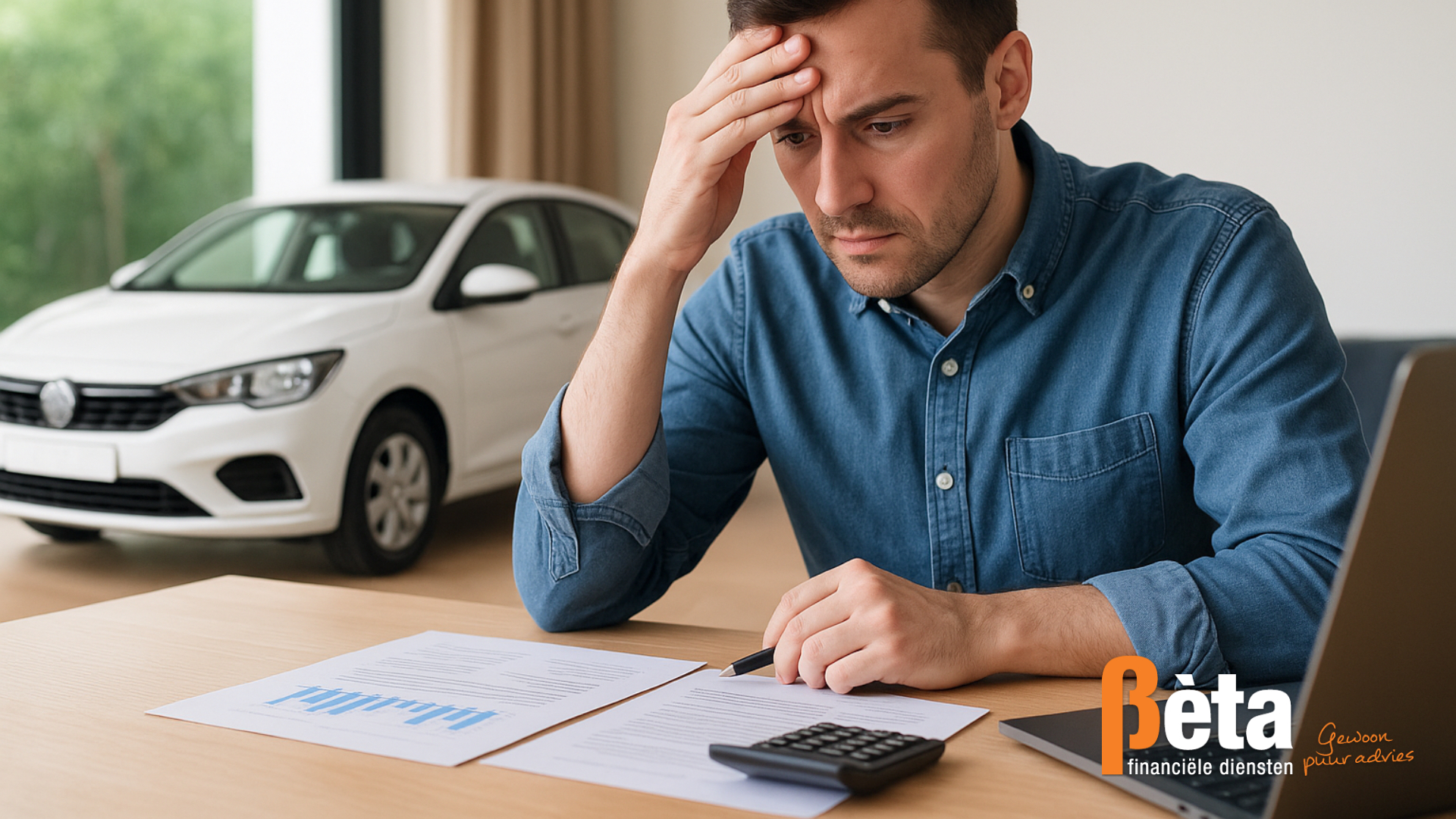 Man die financiële documenten bekijkt met zorgen